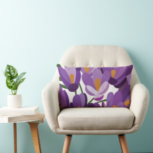 Coussin Rectangle Fleur de Crocus Violet