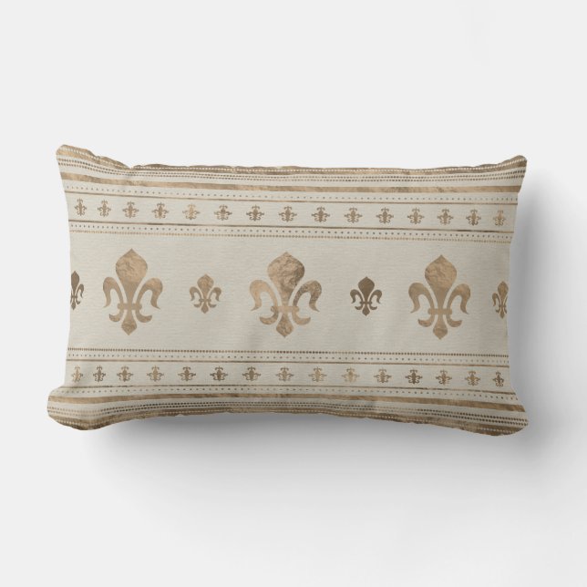Coussin Rectangle Fleur de lis Pastel Gold (Recto)