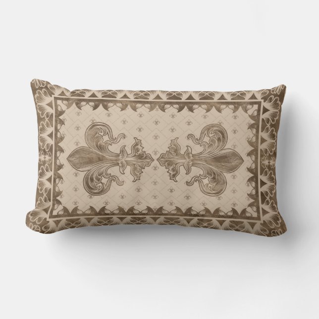 Coussin Rectangle Fleur de lis - Pastel Gold (Recto)