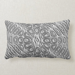 Coussin Rectangle Fleur de relief de sable en métal de gris argent