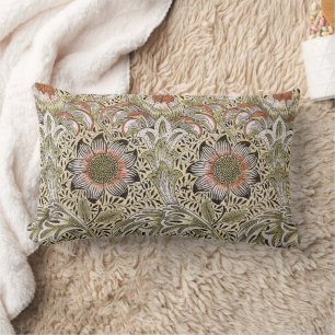 Coussin Rectangle Fleur de vigne botanique Corncockle de William Mor
