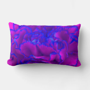 Coussin Rectangle Fleur gras Fuschia rose et bleu oeillet