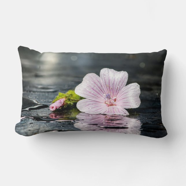Coussin Rectangle Fleur Rose Délicate  (Recto)