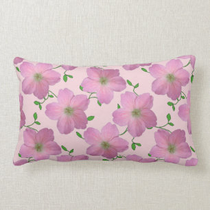 Coussin Rectangle Fleur rose romantique de géranium sur toute