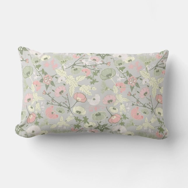 Coussin Rectangle Fleur rose verte Fleur Motif (Recto)
