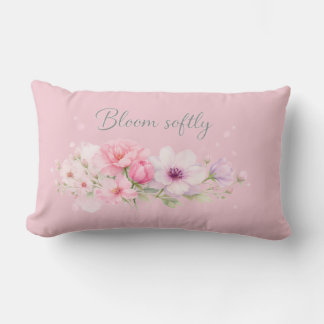 Coussin Rectangle Fleurir doucement – Floral pastel aquarelle 