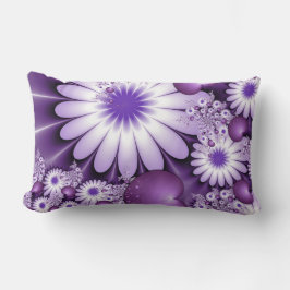 Coussin Rectangle Fleurs abstraites et cœurs fractals de l'amour nai