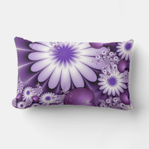 Coussin Rectangle Fleurs abstraites et cœurs fractals de l'amour nai