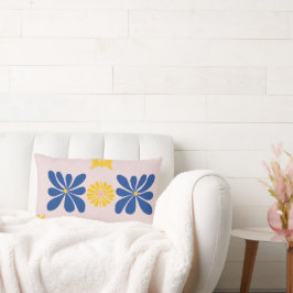 COUSSIN RECTANGLE FLEURS BLEUES ET JAUNES CONCEPTION D'ART MODERNE A