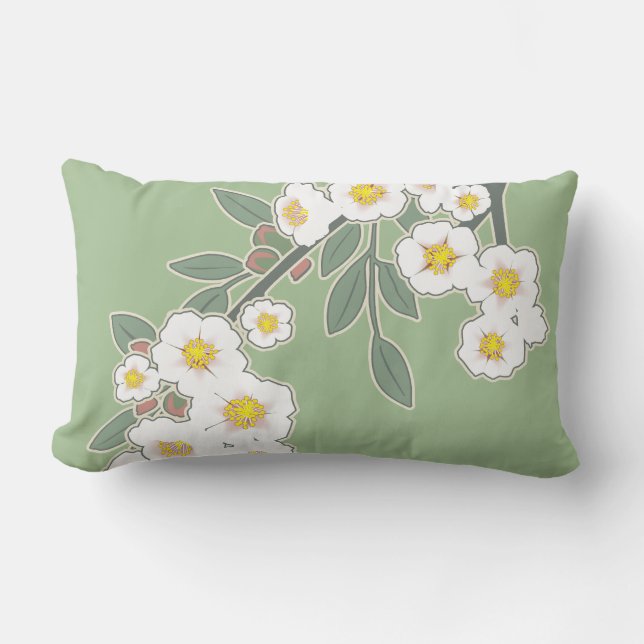 Coussin Rectangle Fleurs Cerise au Printemps (Recto)