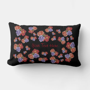 Coussin Rectangle fleurs colorées aux bourgeons roses et roses roug