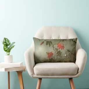 Coussin Rectangle Fleurs de la passion et colibris par Martin J Head