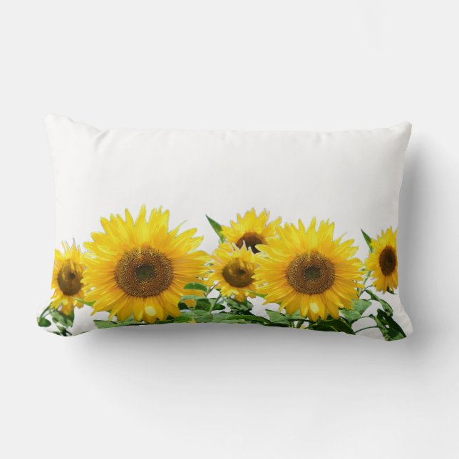 Coussin Rectangle Fleurs de soleil en blanc (Recto)