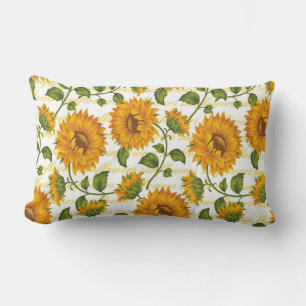 Coussin Rectangle Fleurs de soleil et texte