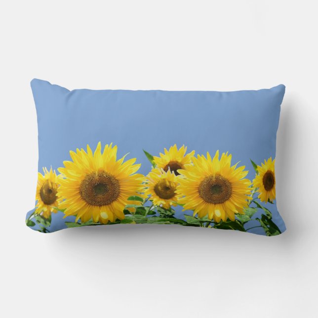 Coussin Rectangle Fleurs de soleil sur bleu ciel (Recto)