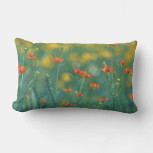 Coussin Rectangle Fleurs d'été (champ floral) (Fleurs rouges)