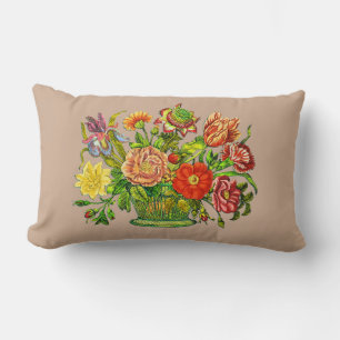 Coussin Rectangle Fleurs d'été dans une corbeille, Arrière - plan be