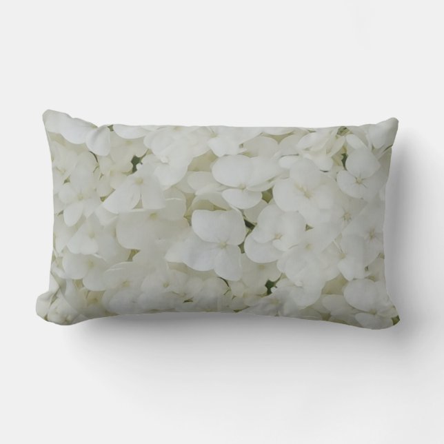 Coussin Rectangle Fleurs d'Hydrangée Floral Blanc Élégant Fleur (Recto)