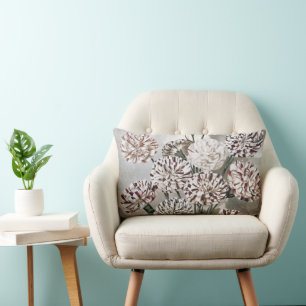 Coussin Rectangle Fleurs d'oeillets vintages avec ciel gris