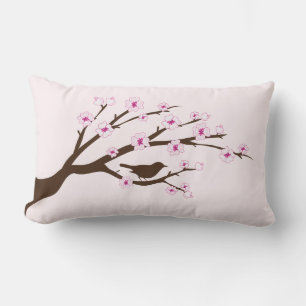 Coussin Rectangle Fleurs d'oiseaux et de cerisiers