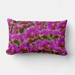 Coussin Rectangle Fleurs d'orchidées roses chaudes,