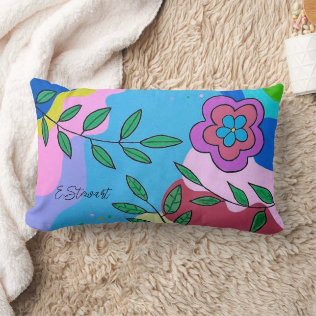 Coussin Rectangle Fleurs d'oreiller et Feuilles E.Stewart (Couverture)