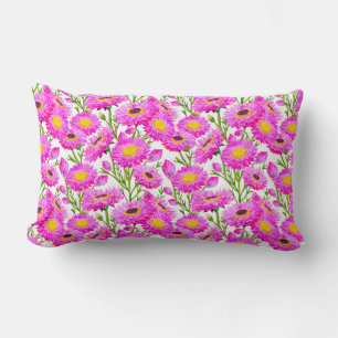 Coussin Rectangle Fleurs florales de marguerites en papier rose