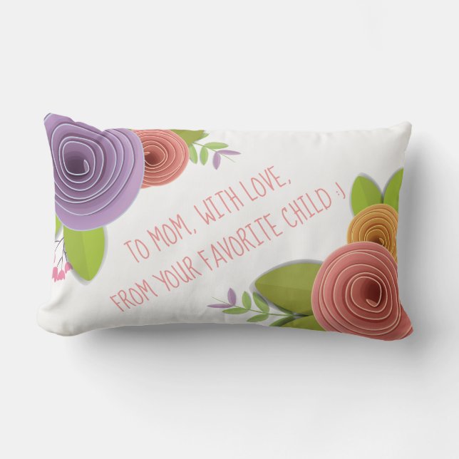 Coussin Rectangle Fleurs modernes Personnalisé Fête des Mères Lumbar (Recto)