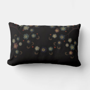 Coussin Rectangle Fleurs multicolores sur fond noir