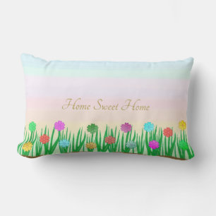 Coussin Rectangle Fleurs & Plantes d'Herbe Verte