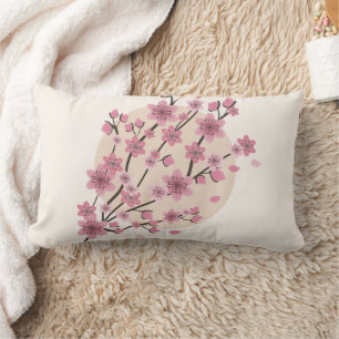 Coussin Rectangle Fleurs roses de cerisier en fleurs Pétales d'arbre