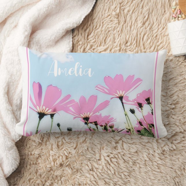 Coussin Rectangle Fleurs roses Floral Maman Nom Fête des Mères (Couverture)