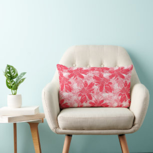 Coussin Rectangle Fleurs rouges sur blanc.