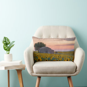 Coussin Rectangle Fleurs Sunflower Field Provence, France