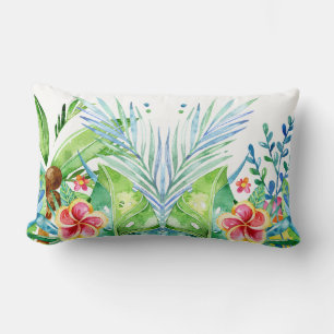 Coussin Rectangle Fleurs tropicales colorées Design