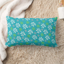 Fleurs Turquoise Motif Lumbar Jeu d'oreiller