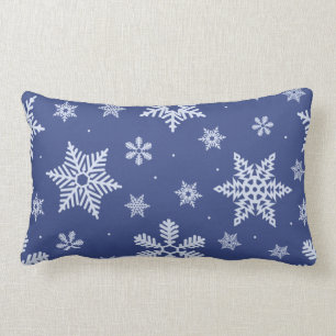 Coussin Rectangle flocon bleu blanc de Noël
