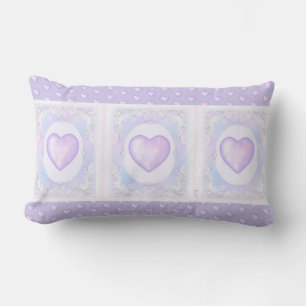 Coussin Rectangle flocon de neige violet clair et coeur étincelant