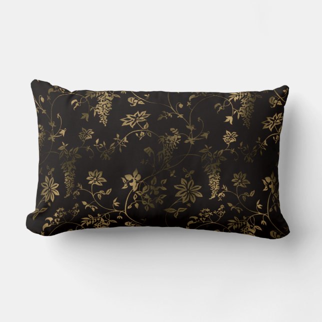 Coussin Rectangle Floral doré (Recto)