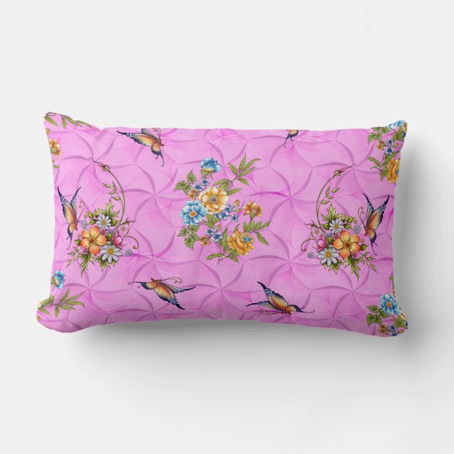 Coussin Rectangle Floral et papillon (Recto)