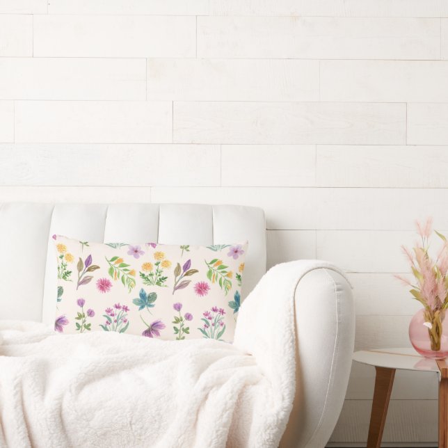 Coussin Rectangle Floral Pattern Fleur Bloom 13" x 21" (Canapé)