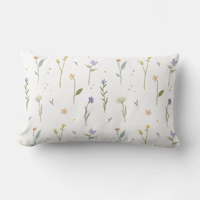 Coussin Rectangle Floral Pattern Fleur Bloom 13" x 21" (Recto)