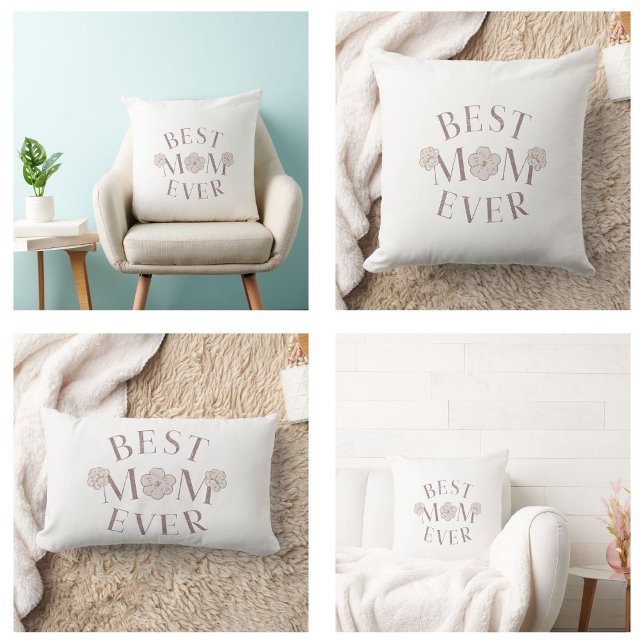 Coussin Rectangle Floral rose Meilleure maman jamais (Pink Floral Best Mom Ever Pillows)