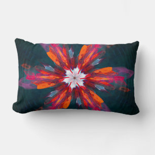 Coussin Rectangle Flore Mandala Flowers Orange Red Blue Abstract