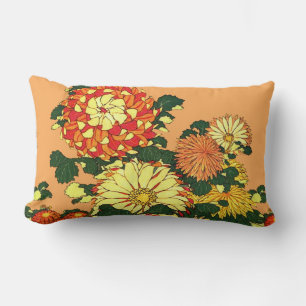 Coussin Rectangle Flower Border, mandarin orange et or