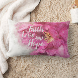 Coussin Rectangle Foi Amour & Espoir Floral Rose