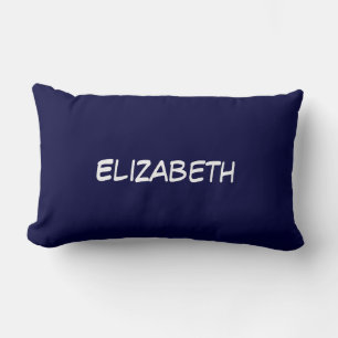 Coussin Rectangle Fond uni DIY BG, monogramme du nom - Bleu marine