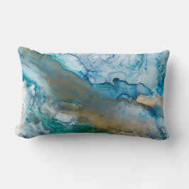 Coussin Rectangle Fonte Glacier Encre d'alcool Peinture Abstraite