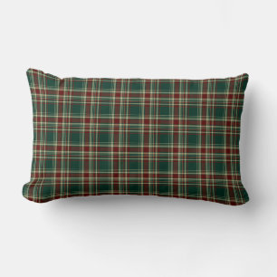Coussin Rectangle Forest Green et Maroon Noël Plaid Motif