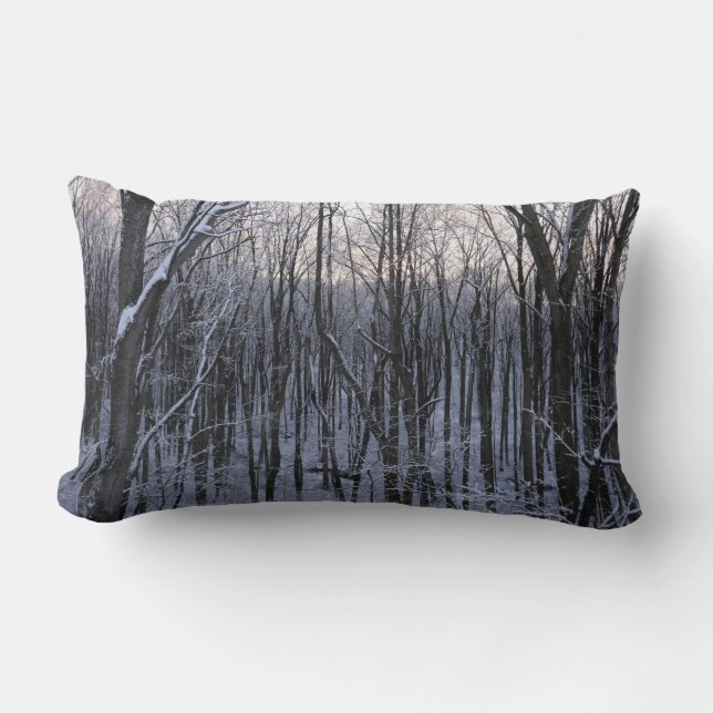 Coussin Rectangle Forêt d'arbres neigeux (Recto)